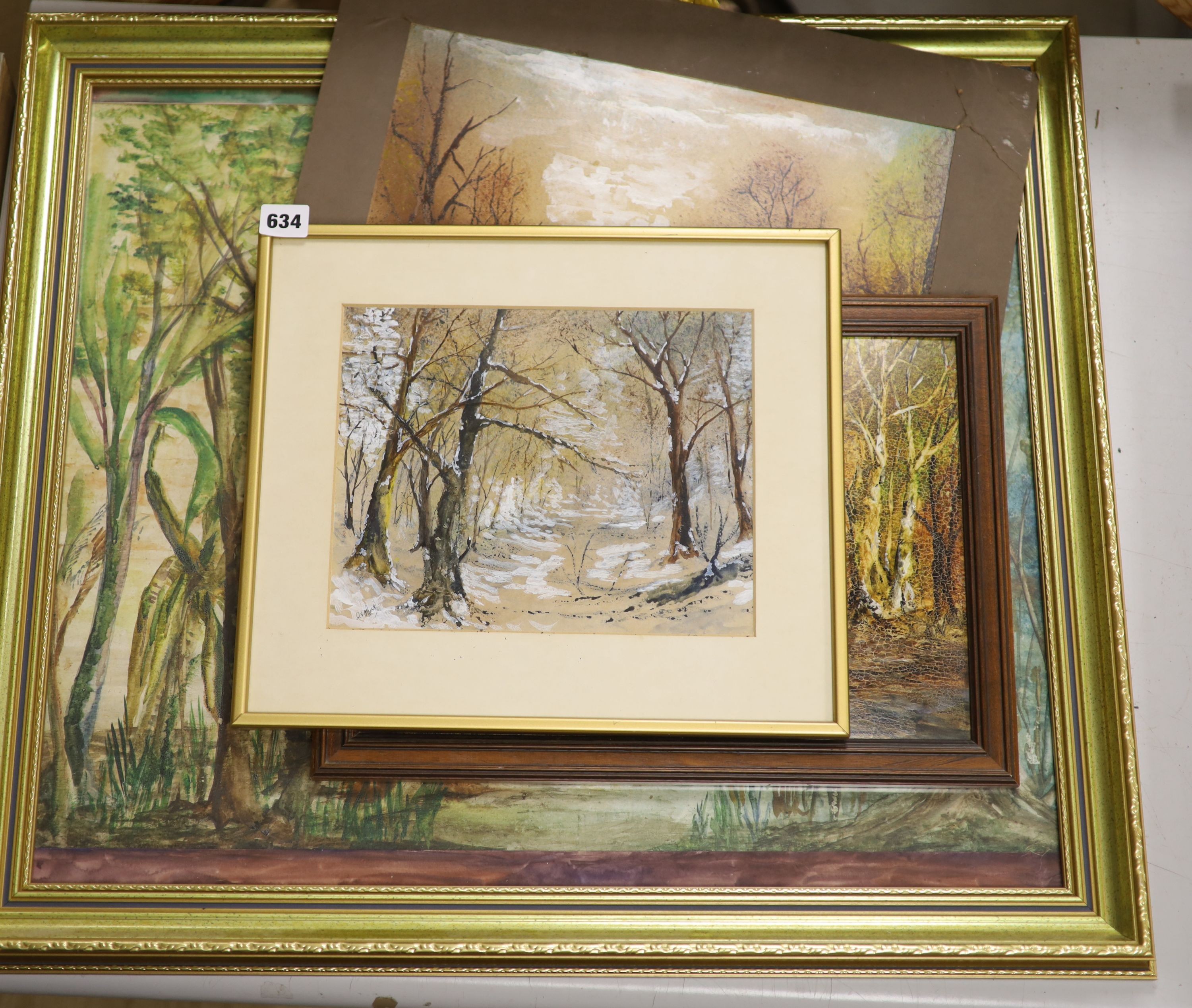 George Offord - ‘’Trees’’, and three further watercolours (4), largest 50 x 62cm.